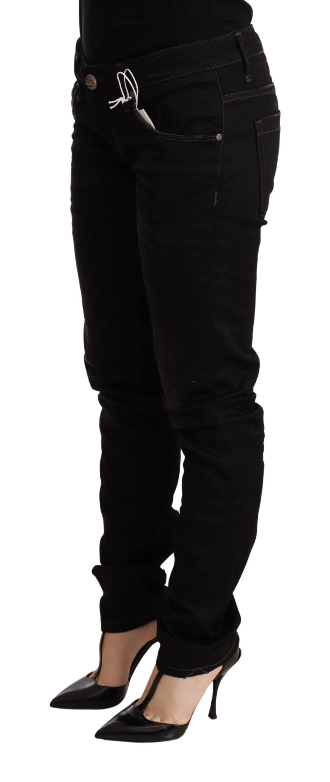 Pièce de créateur Acht noire en coton (taille basse, skinny)