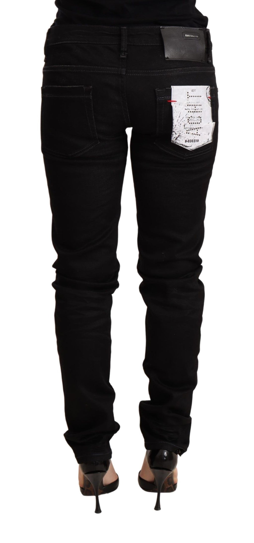Pièce de créateur Acht noire en coton (taille basse, skinny)