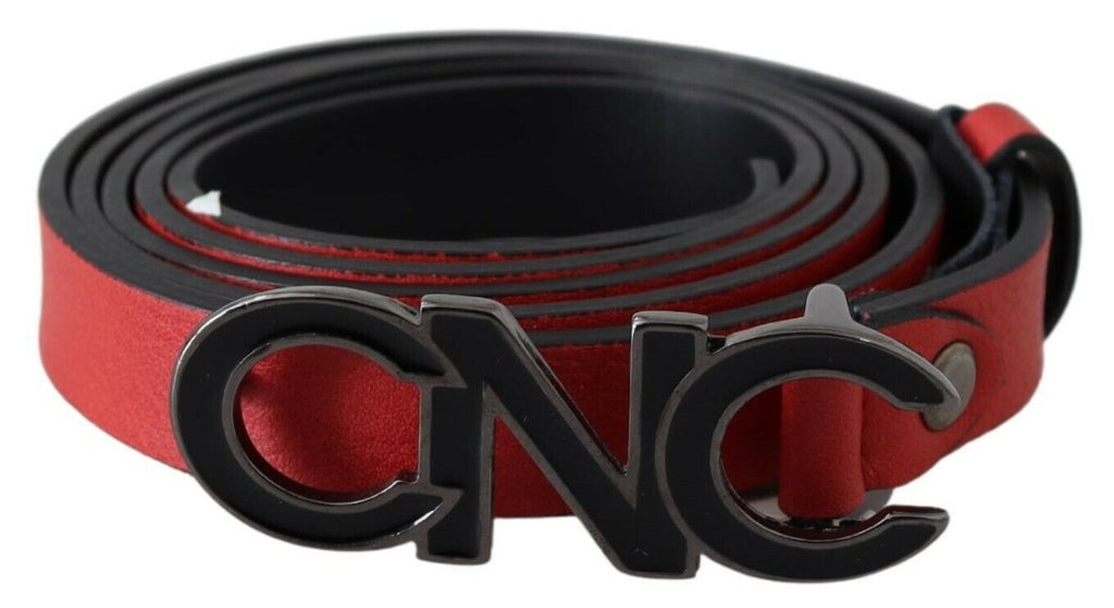 Ceinture en cuir avec boucle logo Costume National rouge