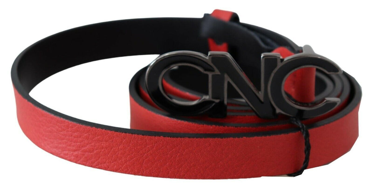 Ceinture en cuir avec boucle logo Costume National rouge