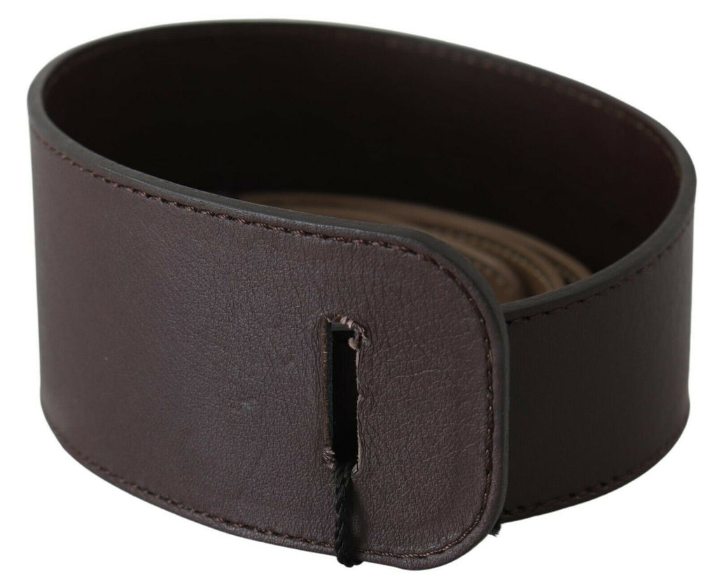 Ceinture large GF Ferre en cuir véritable marron foncé