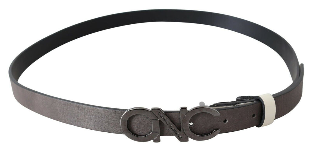 Ceinture en cuir avec boucle logo Costume National grise