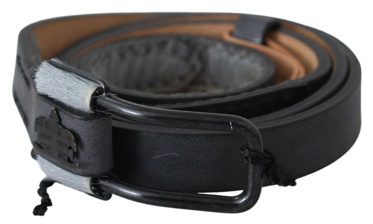 Ceinture Ermanno Scervino en cuir noir à franges