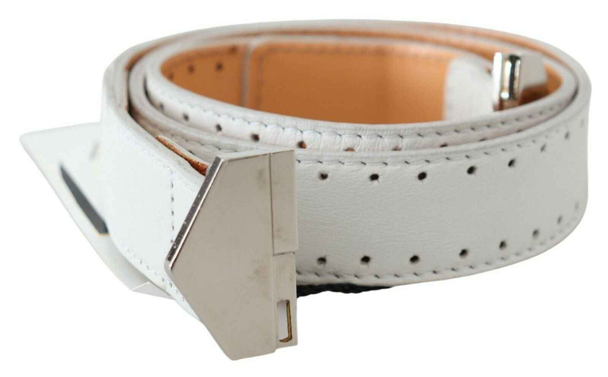 Ceinture GF Ferre en cuir blanc à boucle hexagonale