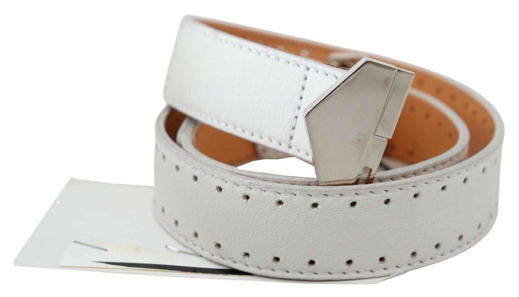 Ceinture GF Ferre en cuir blanc à boucle hexagonale