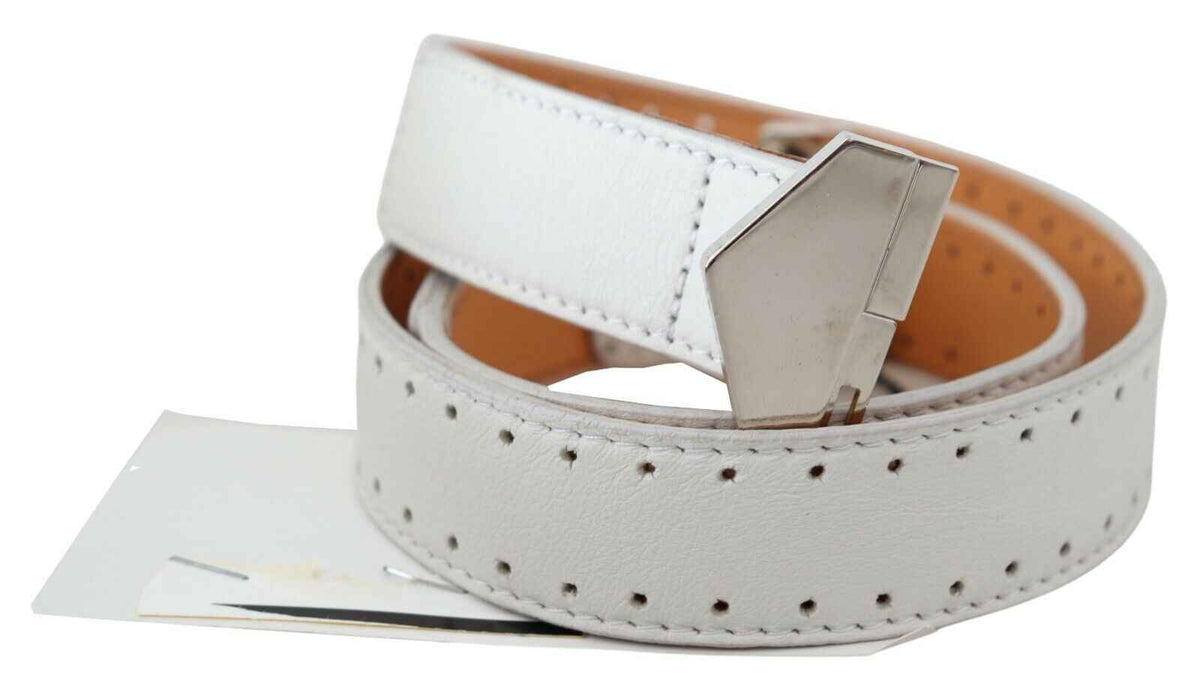 Ceinture GF Ferre en cuir blanc à boucle hexagonale