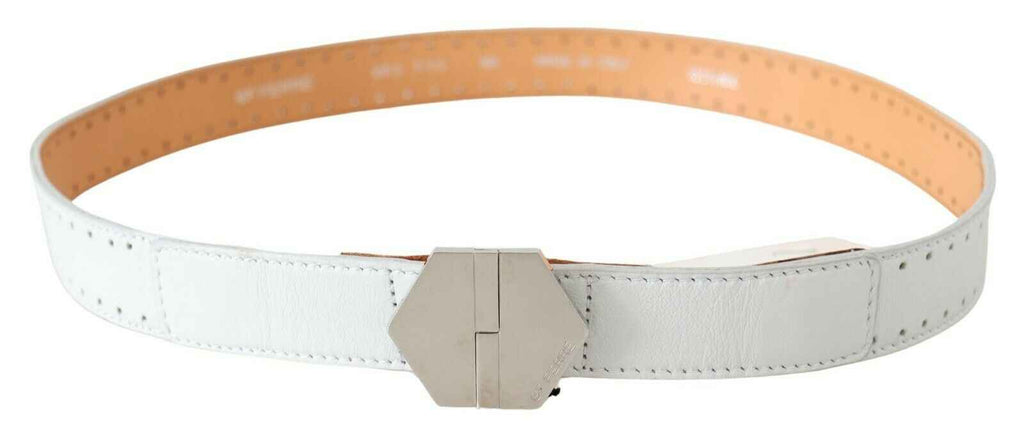 Ceinture GF Ferre en cuir blanc à boucle hexagonale