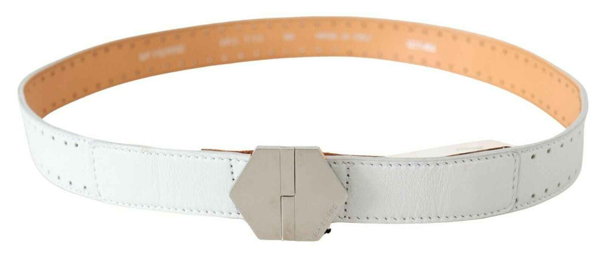 Ceinture GF Ferre en cuir blanc à boucle hexagonale