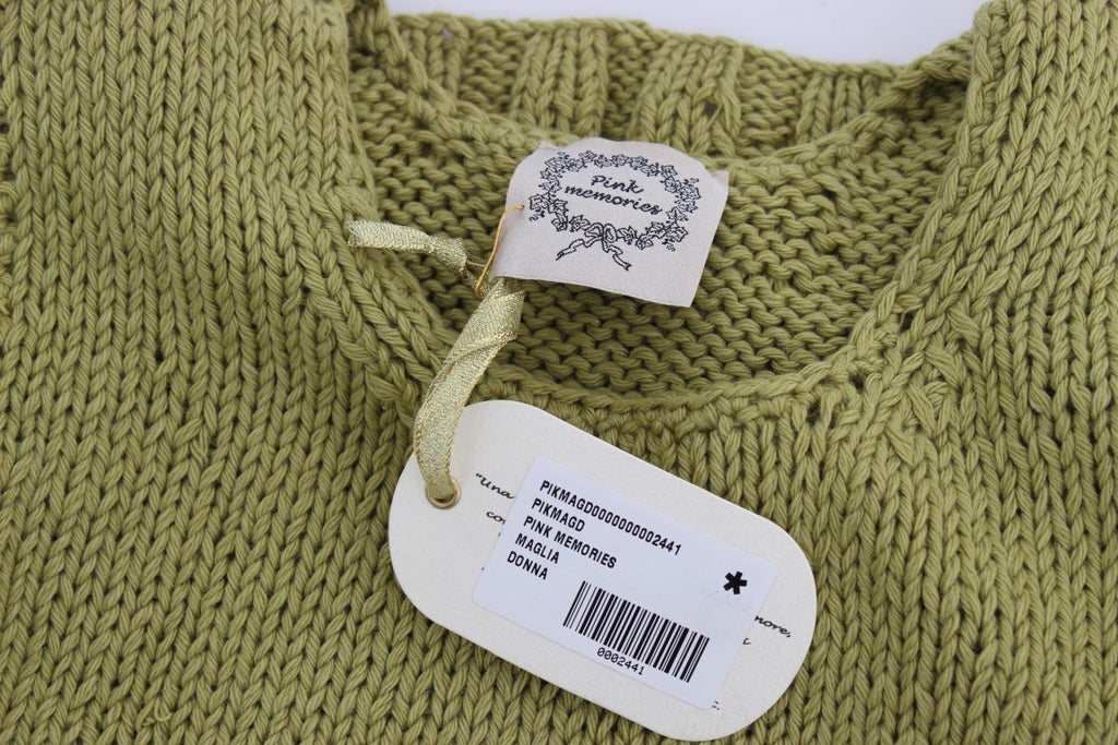 Pull en maille PINK MEMORIES vert en mélange de coton (sans manches)