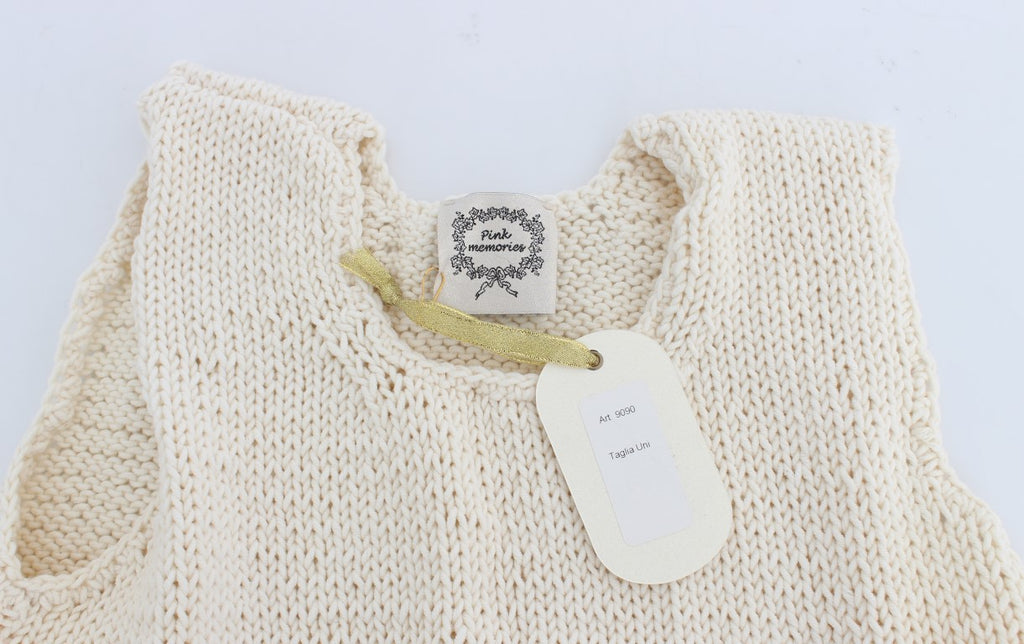 Pull en maille PINK MEMORIES beige en mélange de coton (sans manches)