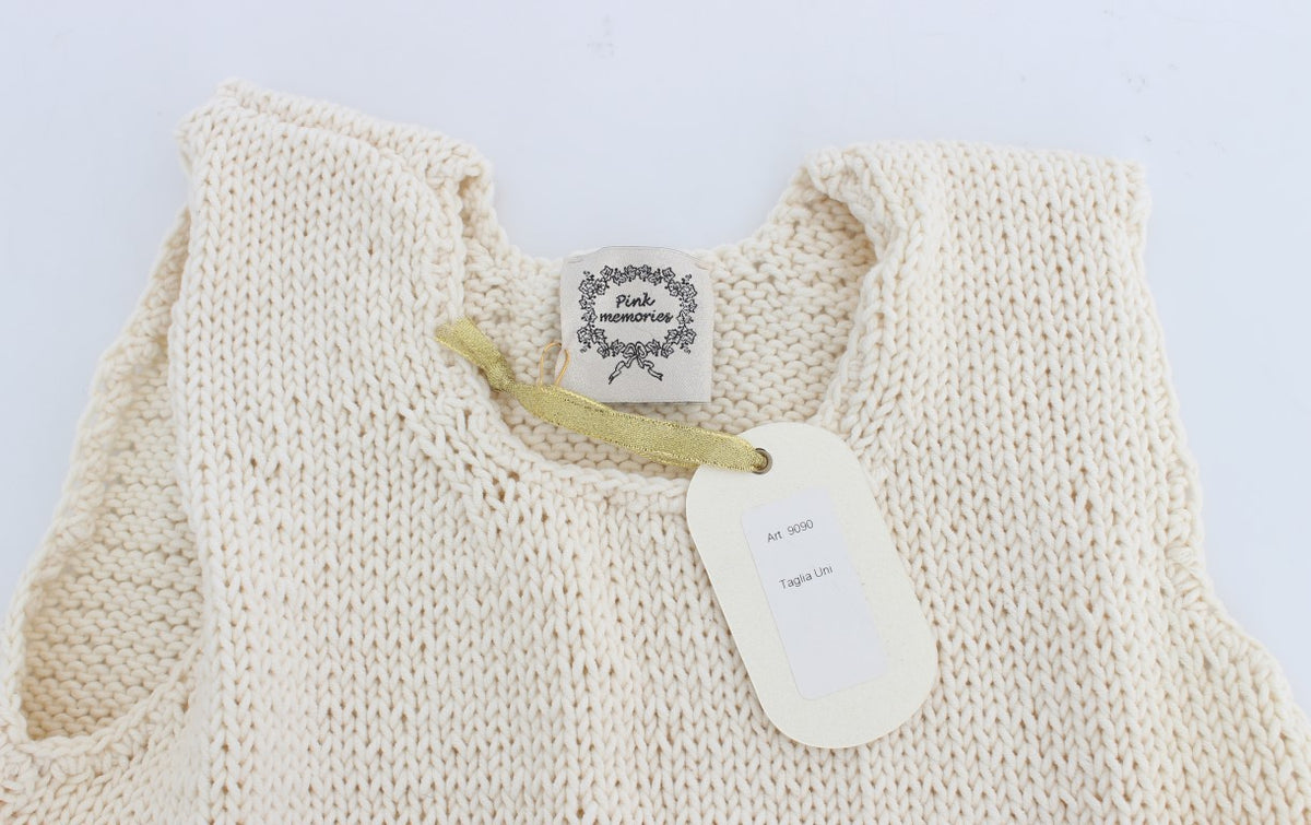 Pull en maille PINK MEMORIES beige en mélange de coton (sans manches)