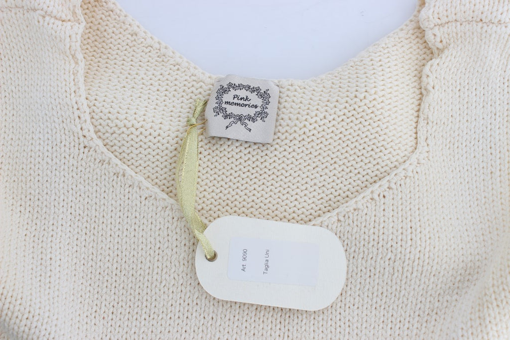 Pull en maille PINK MEMORIES beige en mélange de coton (sans manches)