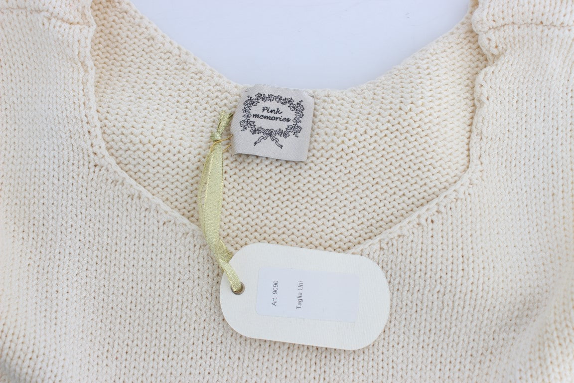 Pull en maille PINK MEMORIES beige en mélange de coton (sans manches)
