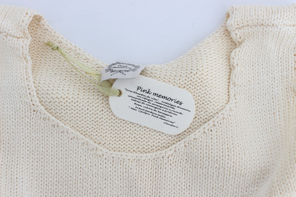 Pull en maille PINK MEMORIES beige en mélange de coton (sans manches)