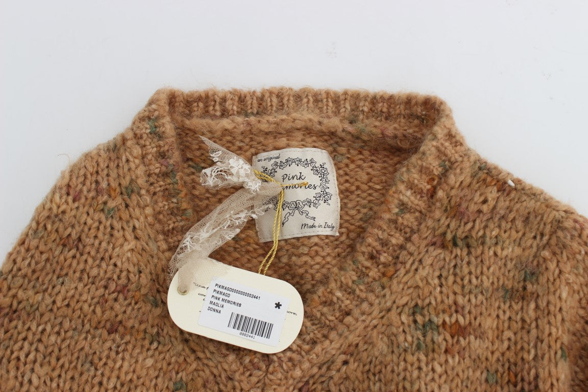 Pull en maille PINK MEMORIES marron en mélange de laine