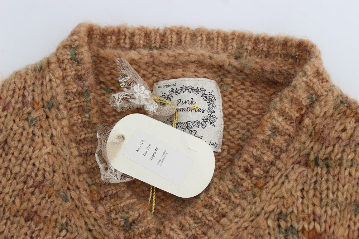 Pull en maille PINK MEMORIES marron en mélange de laine