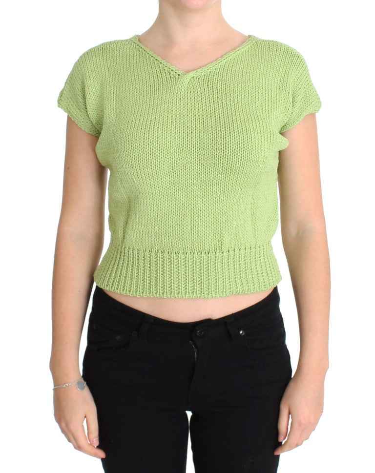 PINK MEMORIES Green Cotton Blend Knitted Sweater