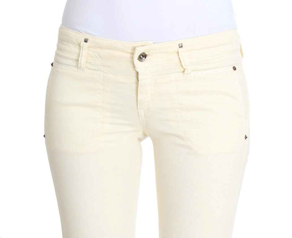 Costume National White Cotton Stretch Flare Jeans