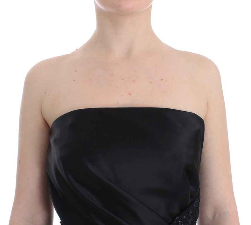 Masha Ma Black Strapless Embellished Pencil Dress
