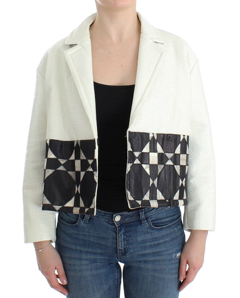 Veste courte en cuir Andrea Pompilio noire