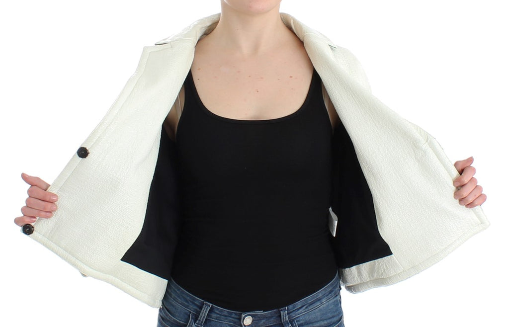 Veste courte en cuir Andrea Pompilio noire