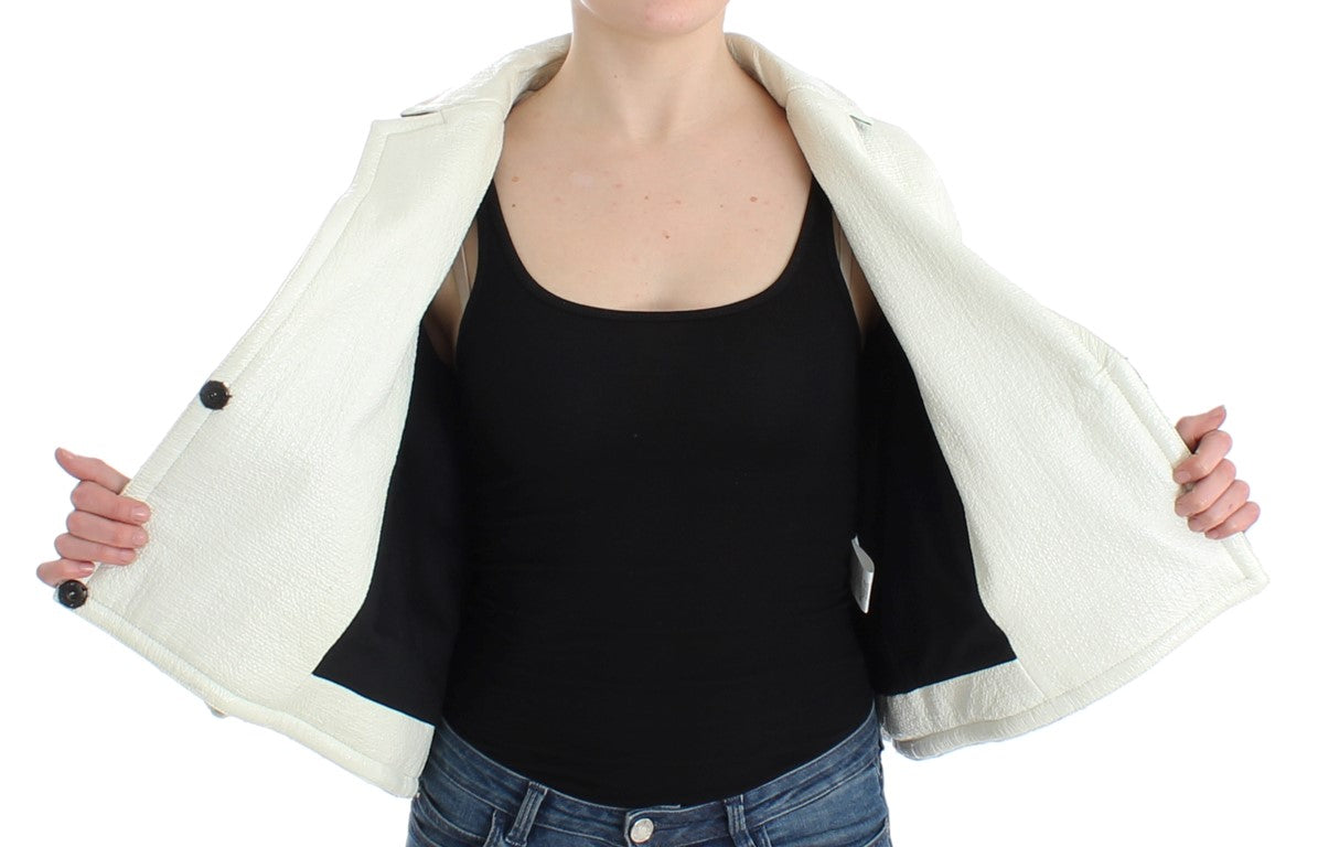 Veste courte en cuir Andrea Pompilio noire