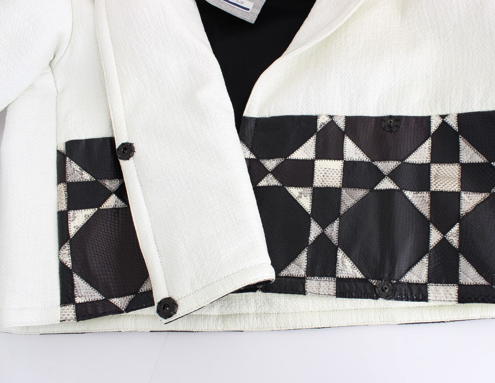 Veste courte en cuir Andrea Pompilio noire