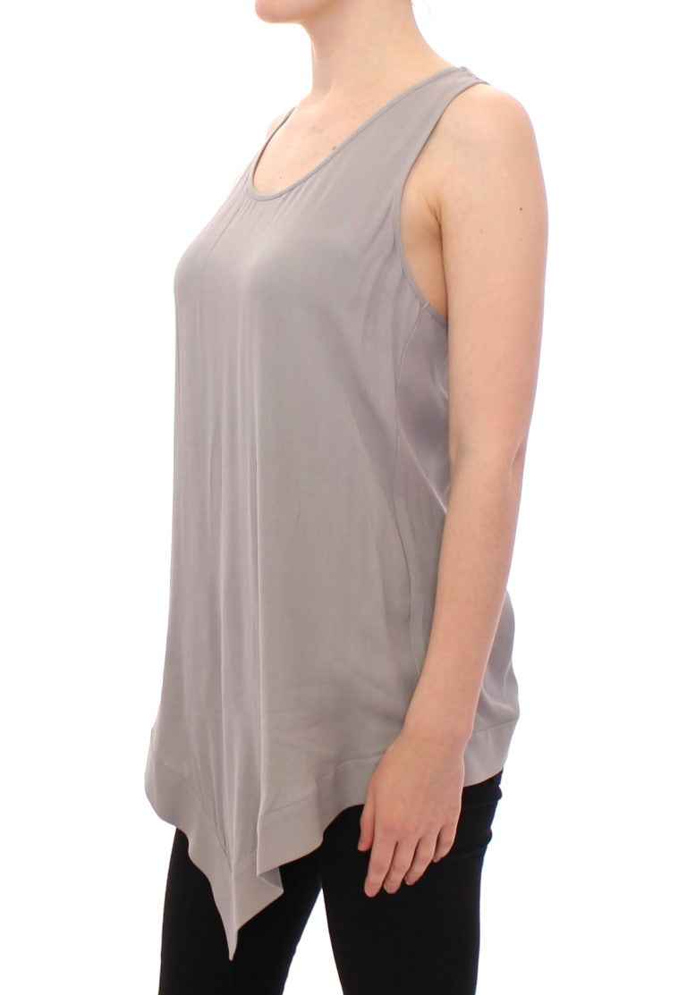 Comeforbreakfast Gray Viscose Tank Top Shirt Blouse