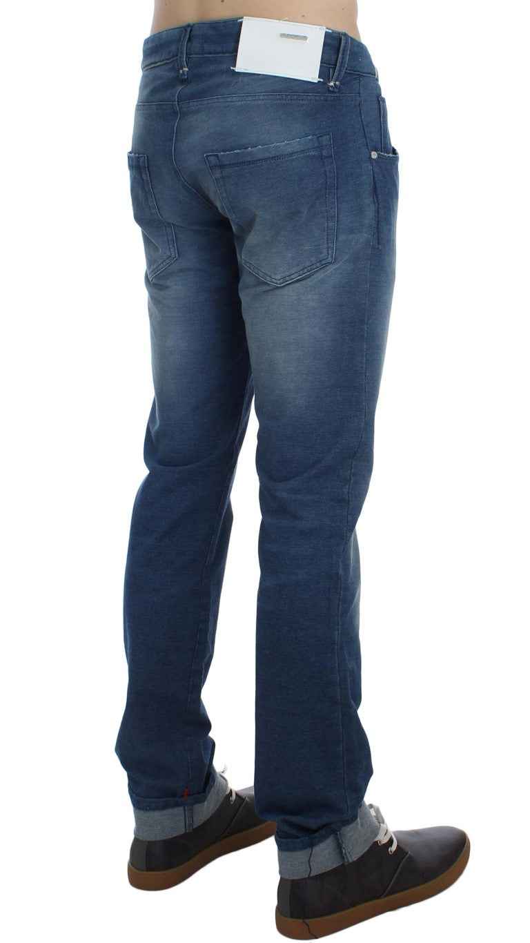 Acht Blue Wash Denim Cotton Stretch Slim Fit Jeans