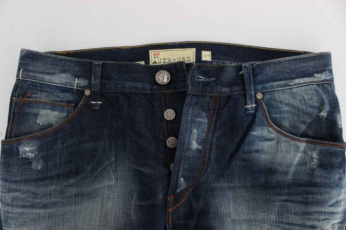Acht Blue Wash Cotton Denim Regular Fit Jeans