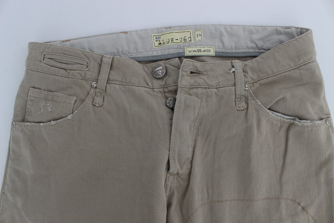 Jean à empiècements patchwork Acht beige en coton