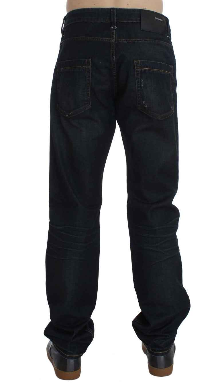 Acht Blue Wash Cotton Denim Straight Fit Jeans