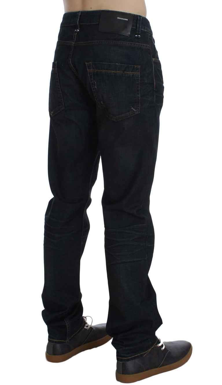 Acht Blue Wash Cotton Denim Straight Fit Jeans