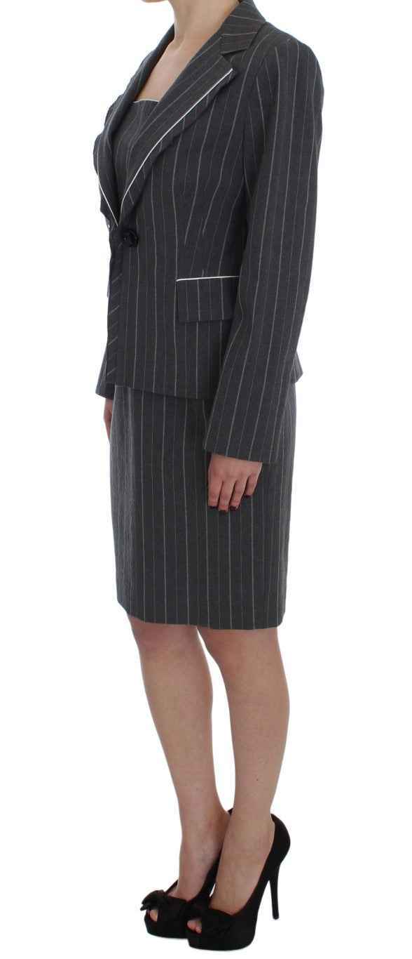 BENCIVENGA Gray Stretch Suit Sheath Dress & Blazer Set