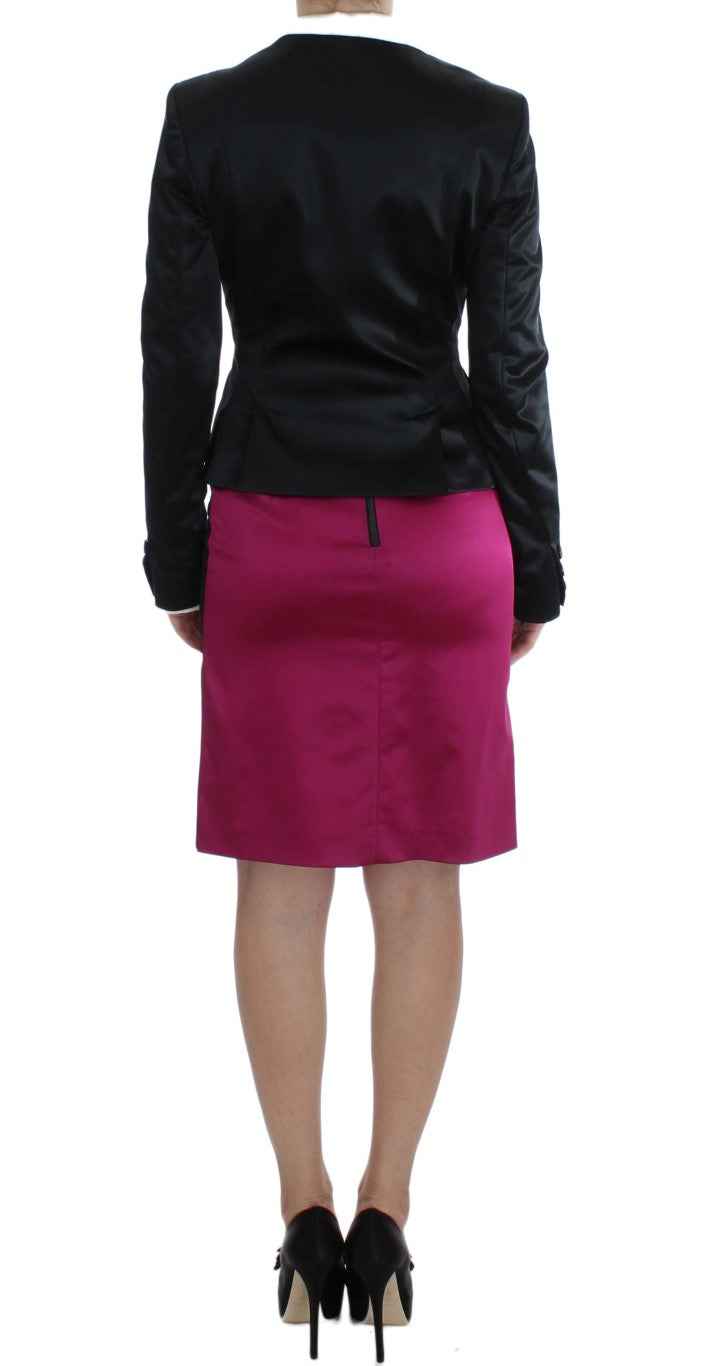 Exte Black Pink Two Piece Suit Skirt & Blazer