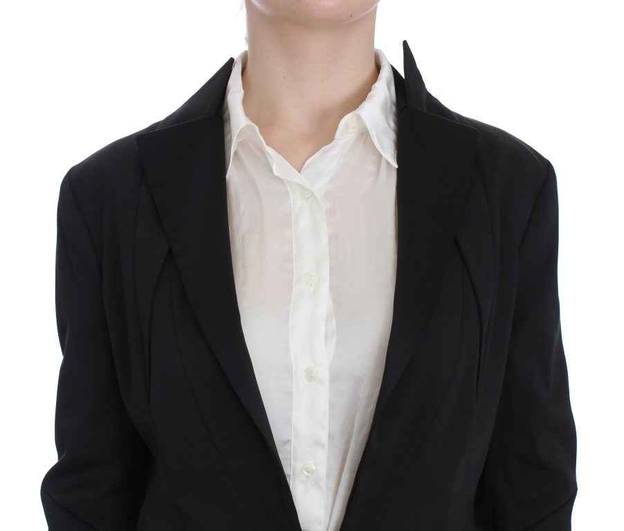 Exte Black Stretch Single Breasted Blazer Jacket