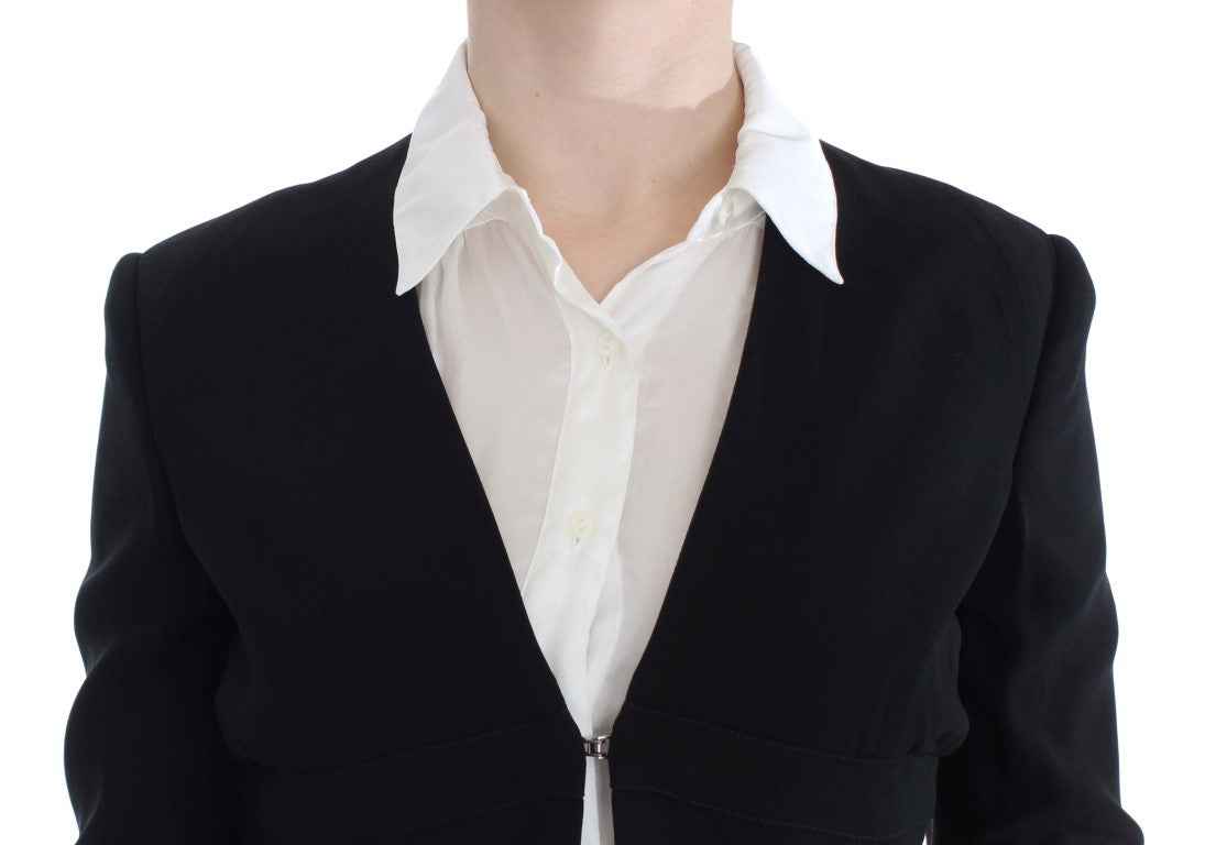 Exte Black Blue Two Piece Suit Skirt & Blazer