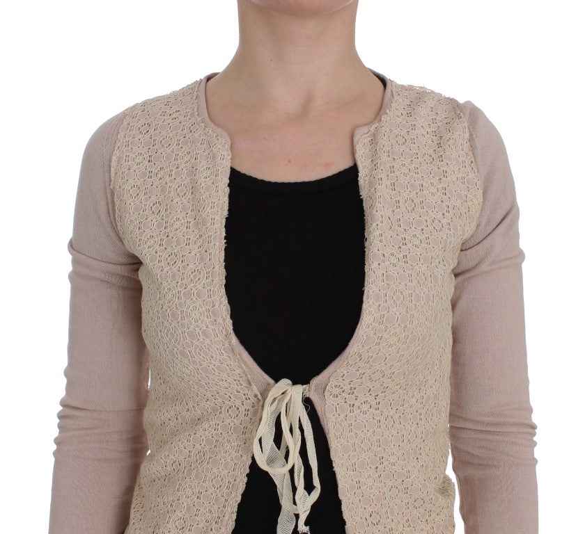 PINK MEMORIES Pink Floral Lace Wrap Sweater