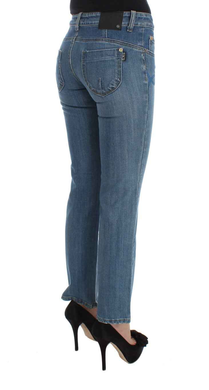 Costume National Blue Cotton Slim Fit Cropped Jeans