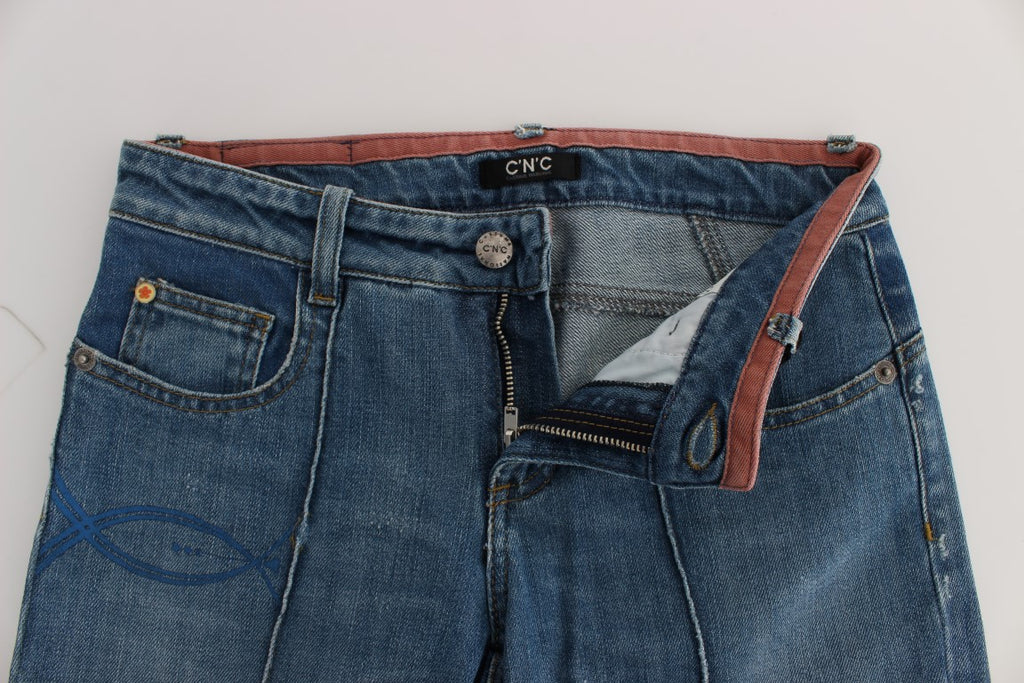 Jean Costume National bleu en coton (court, coupe ajustée)