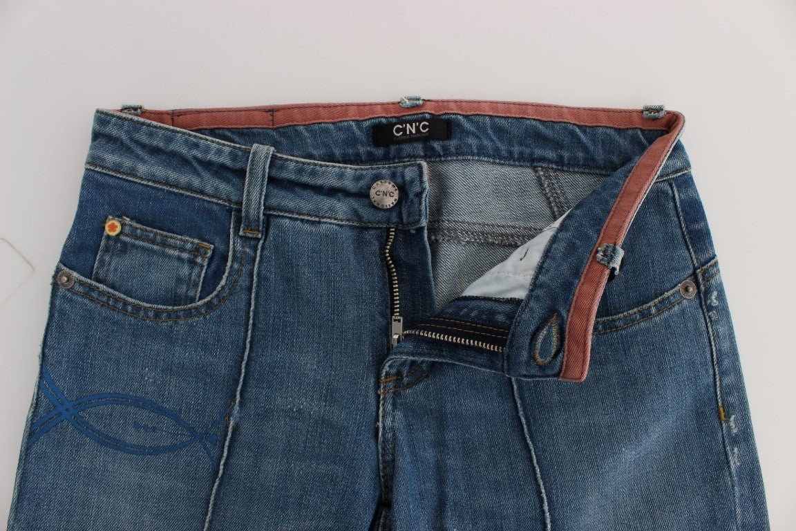 Jean Costume National bleu en coton (court, coupe ajustée)