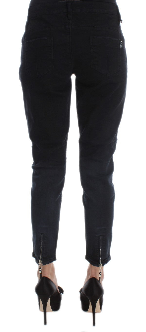 Jean Costume National noir en coton (court, coupe ajustée)