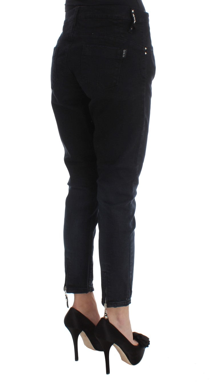 Jean Costume National noir en coton (court, coupe ajustée)