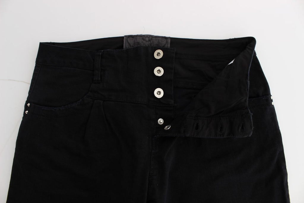 Jean Costume National noir en coton (court, coupe ajustée)