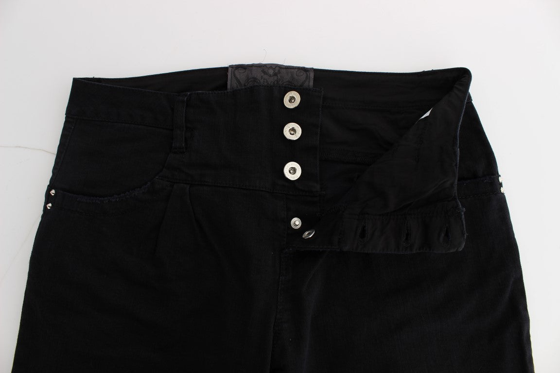 Jean Costume National noir en coton (court, coupe ajustée)