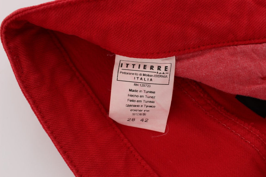 Jean coupe slim Costume National rouge en mélange de coton