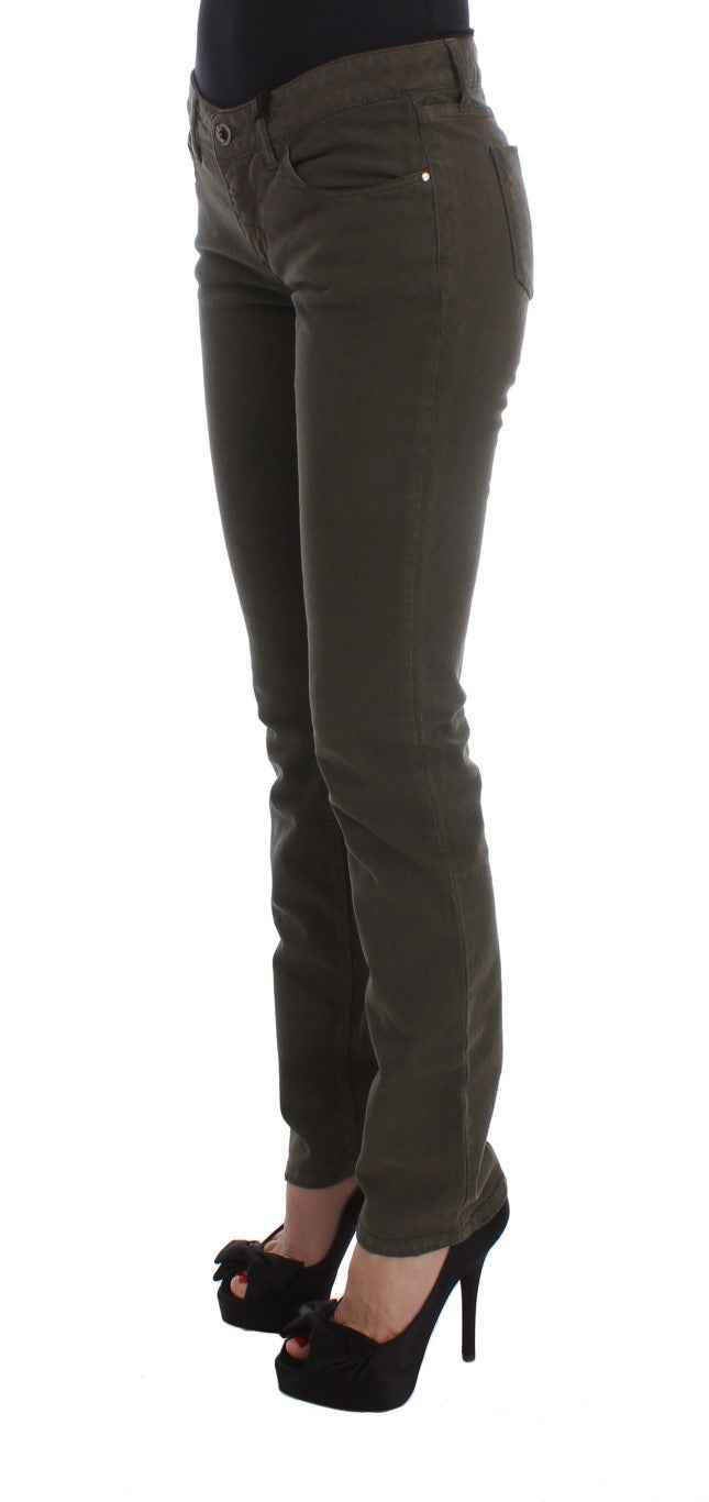 Costume National Green Cotton Blend Slim Fit Jeans