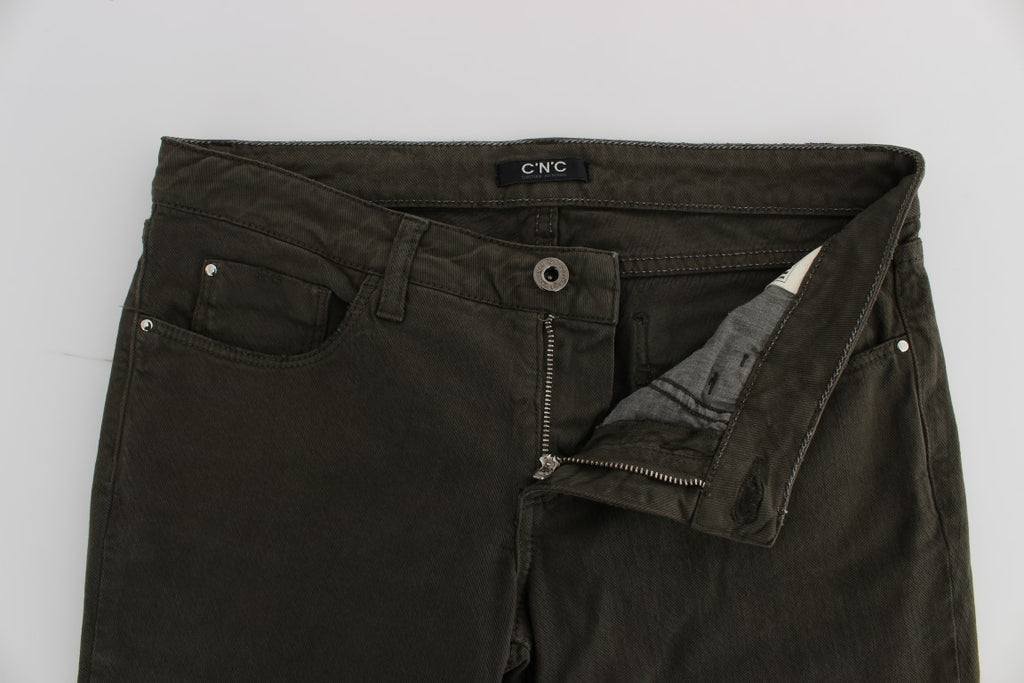 Jean coupe slim Costume National vert en mélange de coton