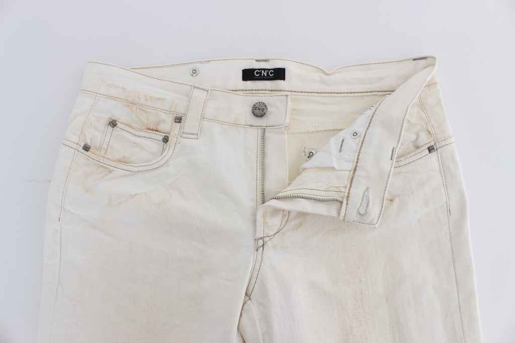 Jean Costume National blanc en coton (coupe ajustée)