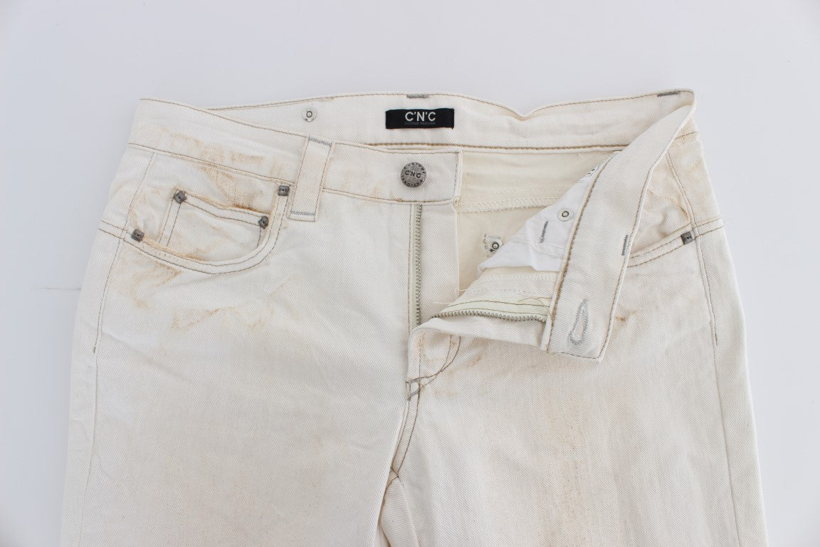 Jean Costume National blanc en coton (coupe ajustée)